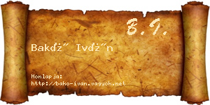 Bakó Iván névjegykártya