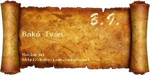 Bakó Iván névjegykártya